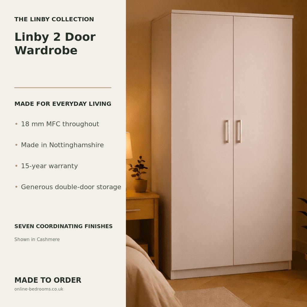 Linby 2 Door Wardrobe 2 - Online Bedrooms