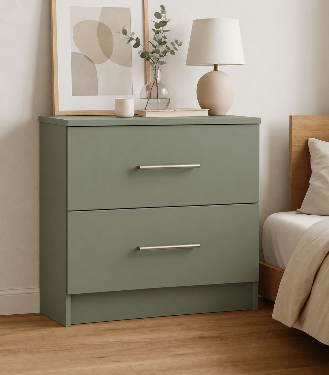 Linby 2 Drawer Chest of Drawers in Sage Green