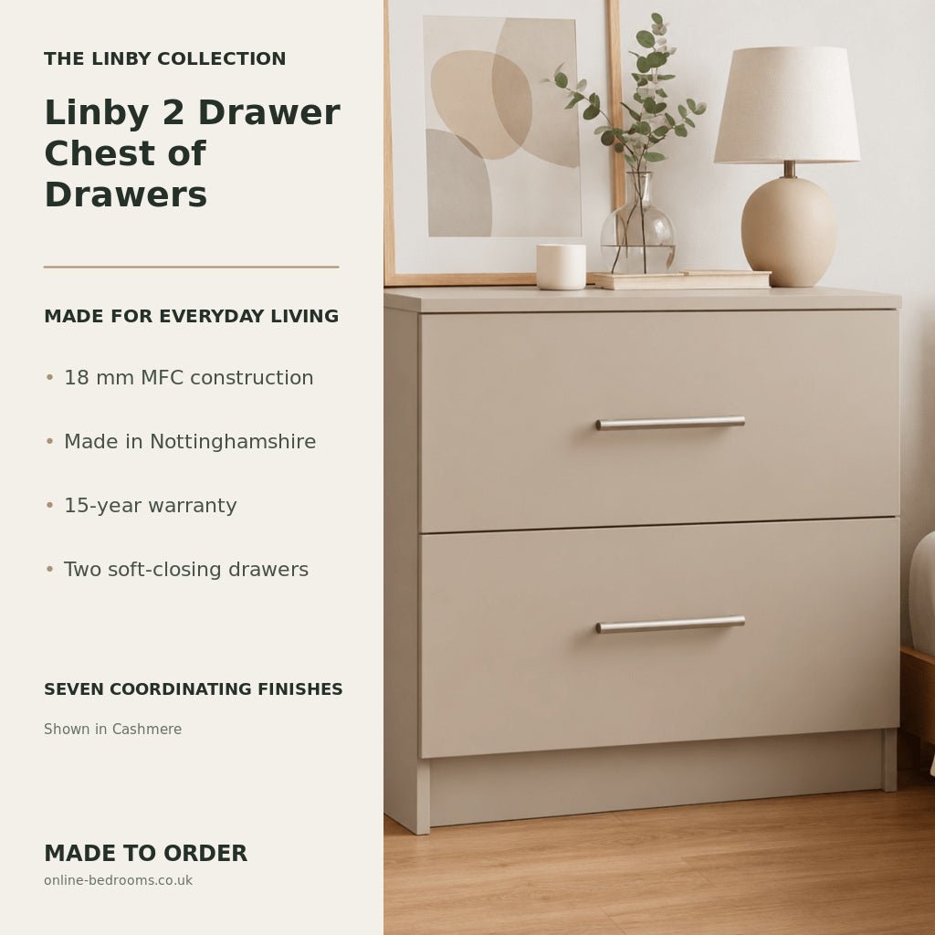 Linby 2 Drawer Chest of Drawers 2 - Online Bedrooms