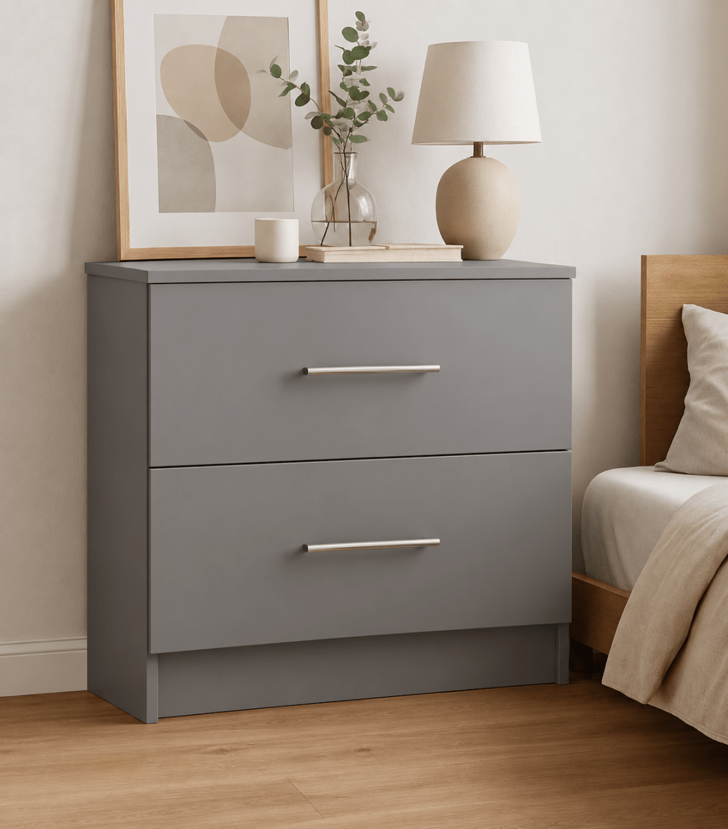 Linby 2 Drawer Chest of Drawers in Dust Grey