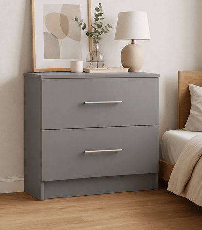 Linby 2 Drawer Chest of Drawers in Dust Grey