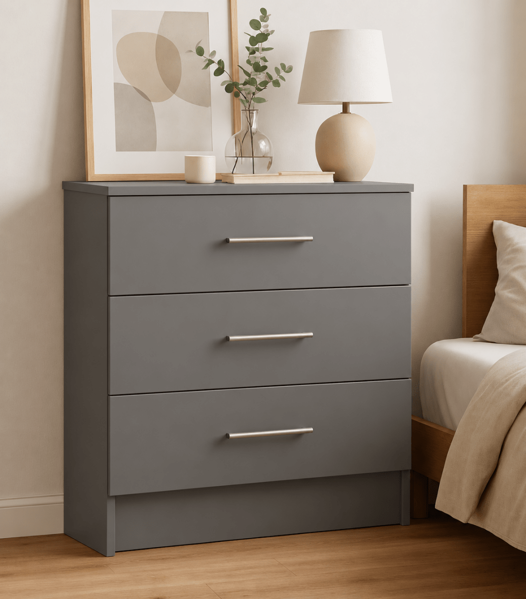 Linby 3 Drawer Chest of Drawers in Graphite