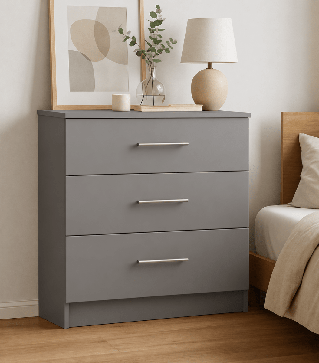 Linby 3 Drawer Chest of Drawers in Dust Grey