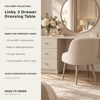Linby 3 Drawer Dressing Table 2 - Online Bedrooms