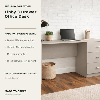 Linby 3 Drawer Office Desk 2 - Online Bedrooms