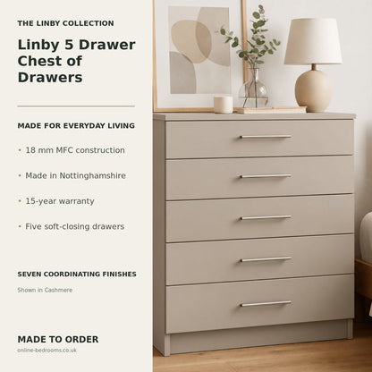 Linby 5 Drawer Chest of Drawers 2 - Online Bedrooms