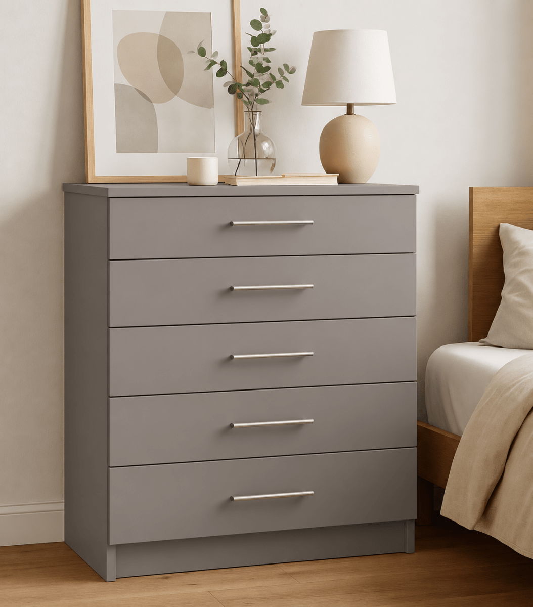 Linby 5 Drawer Chest of Drawers in Dust Grey