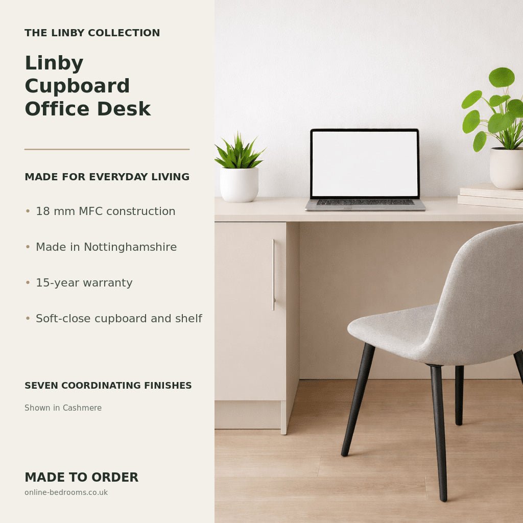 Linby Cupboard Office Desk 2 - Online Bedrooms