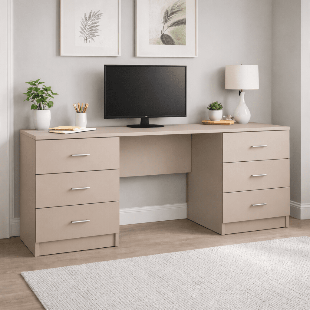 Linby 6 Drawer Office Desk in Cashmere