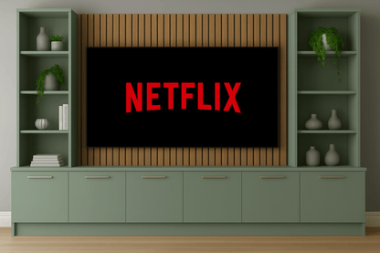 Media Wall Entertainment Base & Double Shelving Unit - For Up to 100" TVs 16 - Online Bedrooms