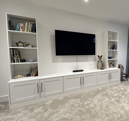 Media Wall Entertainment Base & Double Shelving Unit - For Up to 100" TVs 2 - Online Bedrooms