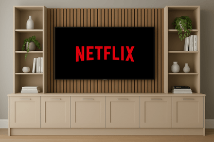 Media Wall Entertainment Base & Double Shelving Unit - For Up to 100" TVs 14 - Online Bedrooms