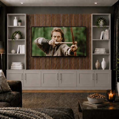 Media Wall Entertainment Shaker Door Base & Double Shelving Unit - For Up to 100" TVs 7 - Online Bedrooms