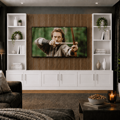 Media Wall Entertainment Shaker Door Base & Double Shelving Unit - For Up to 100" TVs 4 - Online Bedrooms