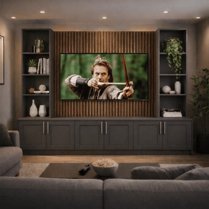 Media Wall Entertainment Shaker Door Base & Double Shelving Unit - For Up to 100" TVs 3 - Online Bedrooms