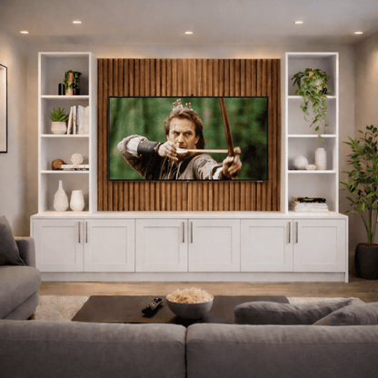 Media Wall Entertainment Shaker Door Base & Double Shelving Unit - For Up to 100" TVs 2 - Online Bedrooms
