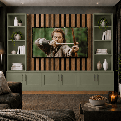 Media Wall Entertainment Shaker Door Base & Double Shelving Unit - For Up to 100" TVs 5 - Online Bedrooms