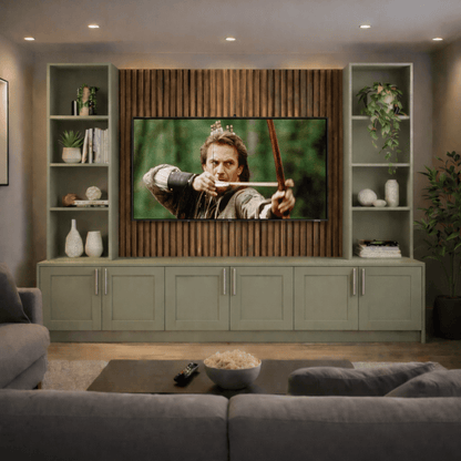 Media Wall Entertainment Shaker Door Base & Double Shelving Unit - For Up to 100" TVs 5 - Online Bedrooms