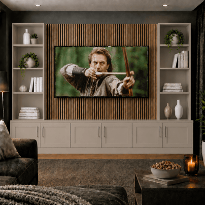 Media Wall Entertainment Shaker Door Base & Double Shelving Unit - For Up to 100" TVs 2 - Online Bedrooms