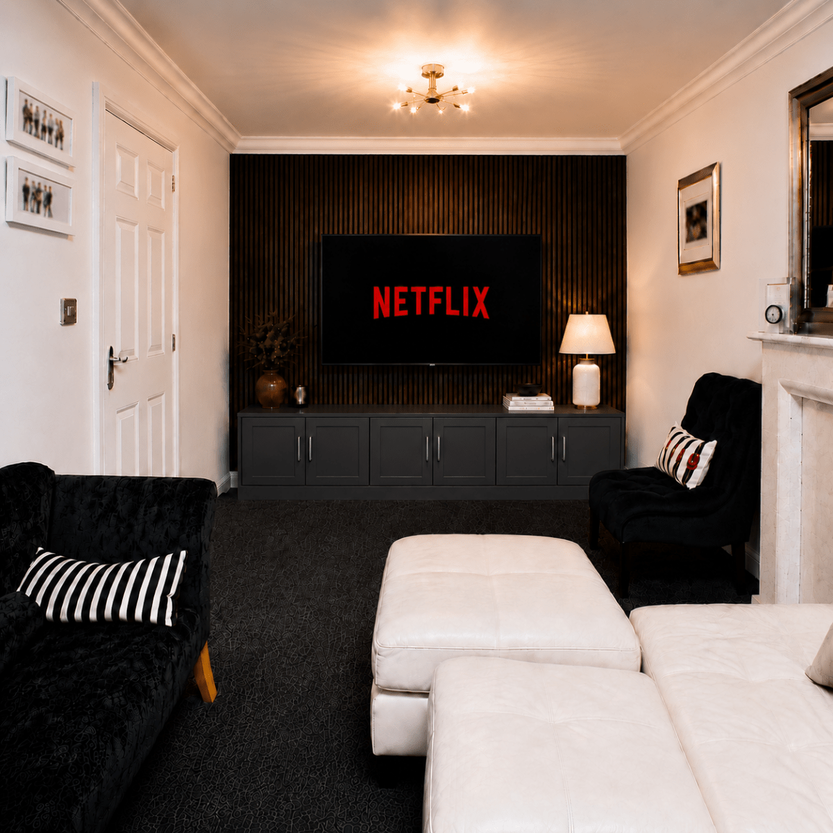 Media Wall Entertainment Shaker Door Base Unit - For Up to 130" TVs 7 - Online Bedrooms