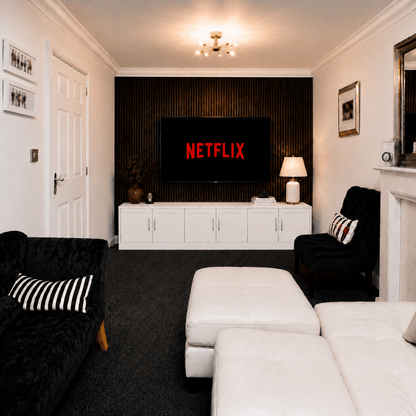 Media Wall Entertainment Shaker Door Base Unit - For Up to 130" TVs 4 - Online Bedrooms