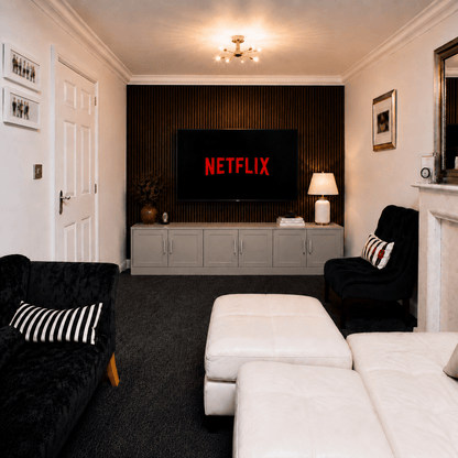 Media Wall Entertainment Shaker Door Base Unit - For Up to 130" TVs 6 - Online Bedrooms