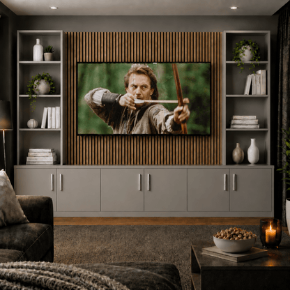 Media Wall Entertainment Smooth Door Base & Double Shelving Unit - For Up to 100" TVs 5 - Online Bedrooms