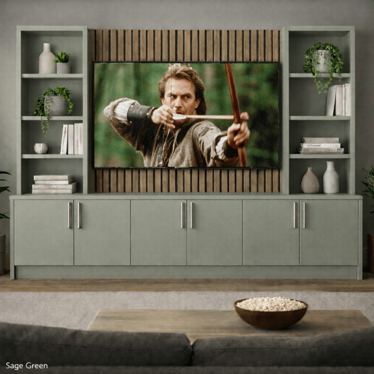 Media Wall Entertainment Smooth Door Base & Double Shelving Unit - For Up to 100" TVs 6 - Online Bedrooms