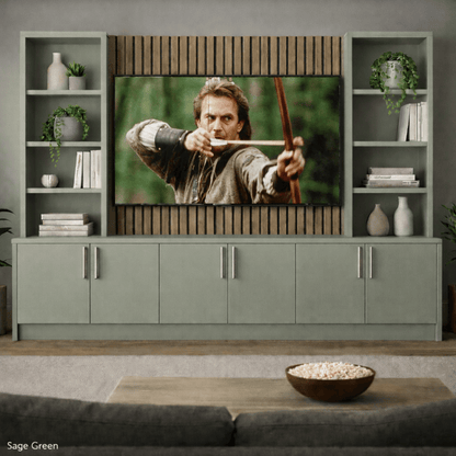 Media Wall Entertainment Smooth Door Base & Double Shelving Unit - For Up to 100" TVs 6 - Online Bedrooms