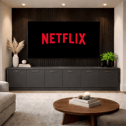 Media Wall Entertainment Smooth Door Base Unit - For Up to 130" TVs 7 - Online Bedrooms