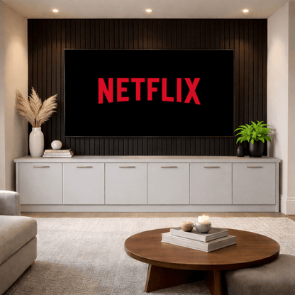 Media Wall Entertainment Smooth Door Base Unit - For Up to 130" TVs 5 - Online Bedrooms