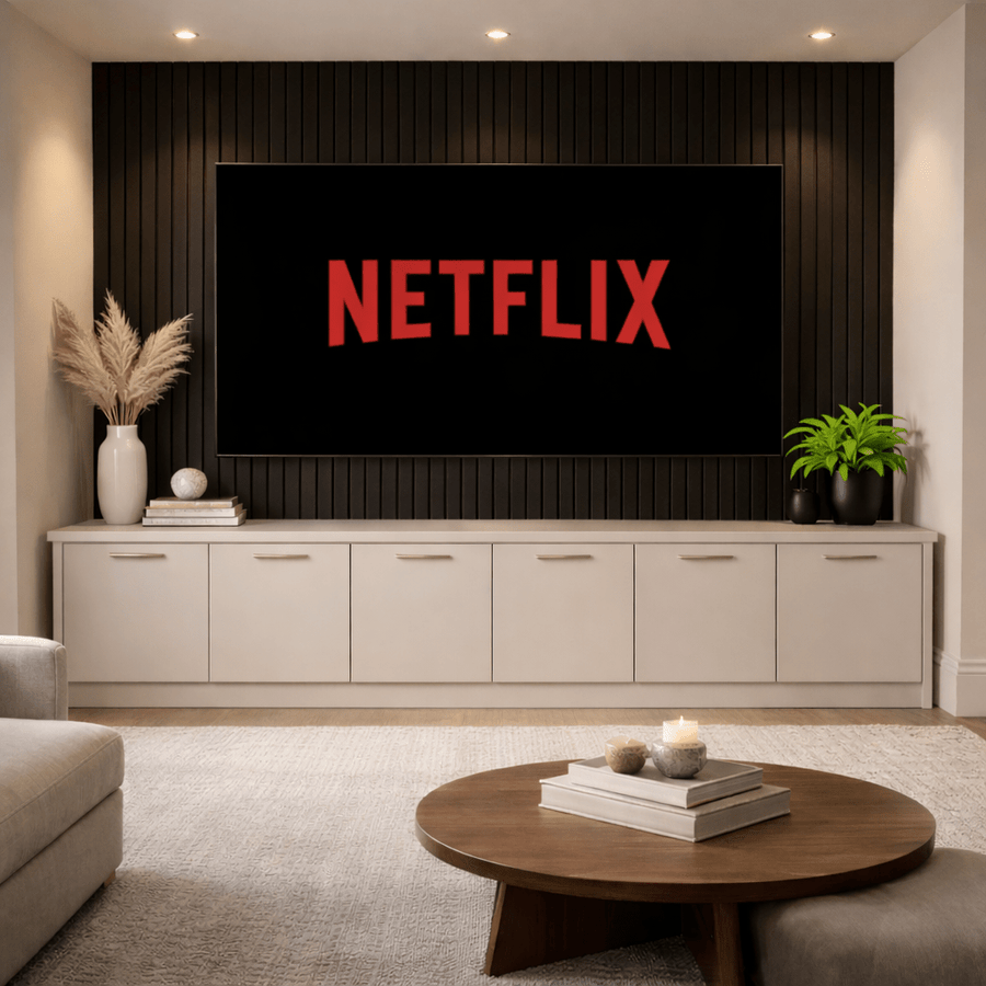 Media Wall Entertainment Smooth Door Base Unit - For Up to 130" TVs 1 - Online Bedrooms