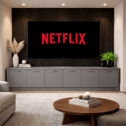 Media Wall Entertainment Smooth Door Base Unit - For Up to 130" TVs 4 - Online Bedrooms