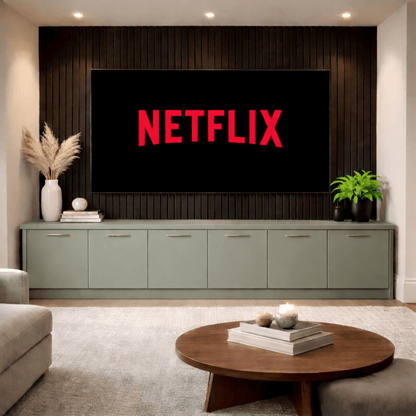 Media Wall Entertainment Smooth Door Base Unit - For Up to 130" TVs 8 - Online Bedrooms