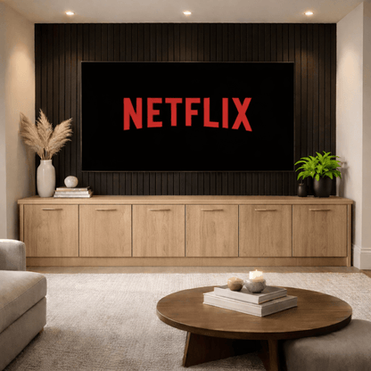 Media Wall Entertainment Smooth Door Base Unit - For Up to 130" TVs 6 - Online Bedrooms