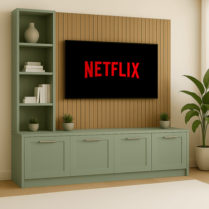 Media Wall Entertainment Unit - Left Hand Shelving - For Up to 130" TVs 12 - Online Bedrooms