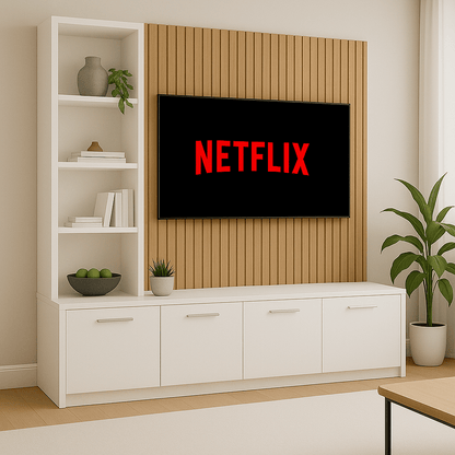Media Wall Entertainment Unit - Left Hand Shelving - Up to 130" TVs 1 - Online Bedrooms