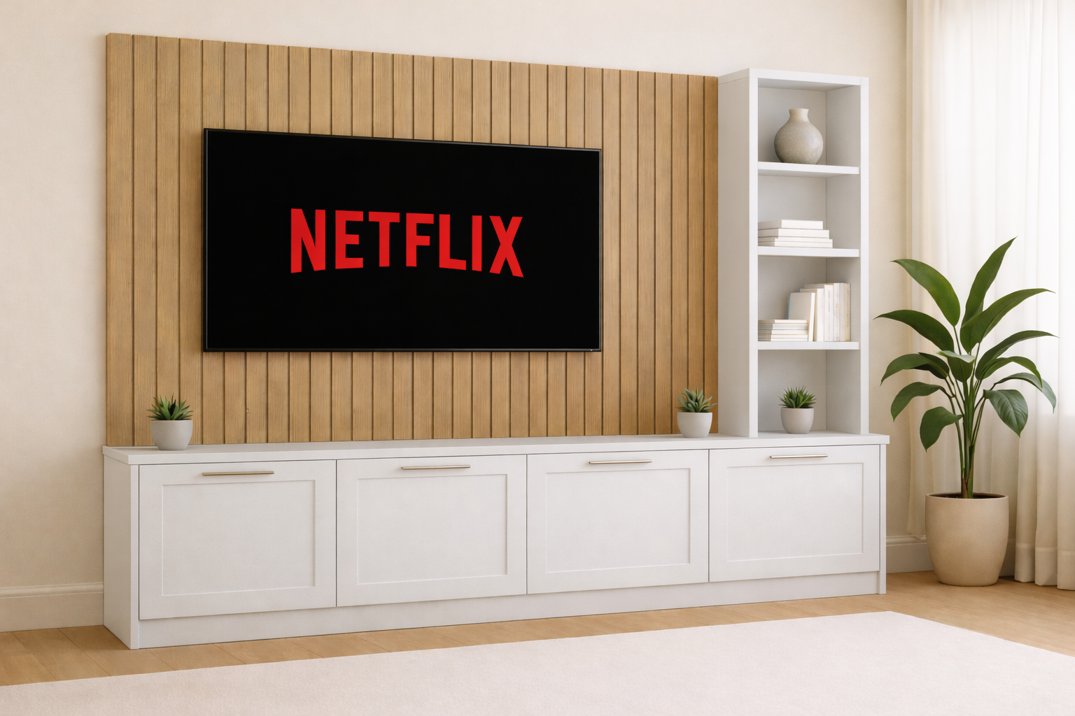 Media Wall Entertainment Unit - Right Hand Shelving - For Up to 130" TVs 8 - Online Bedrooms