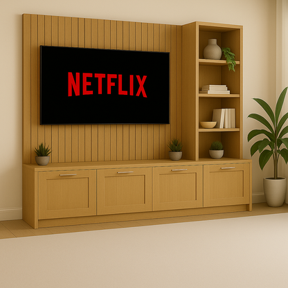 Media Wall Entertainment Unit - Right Hand Shelving - Up to 130" TVs 7 - Online Bedrooms