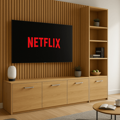 Media Wall Entertainment Unit - Right Hand Shelving - Up to 130" TVs 3 - Online Bedrooms