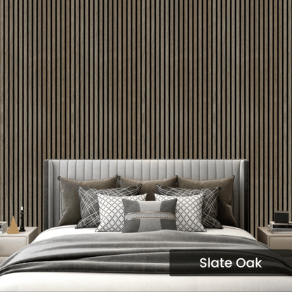 Media Wall Slat Panels With Acoustic Felt Backing - 2400mm x 600mm x 15mm 8 - Online Bedrooms