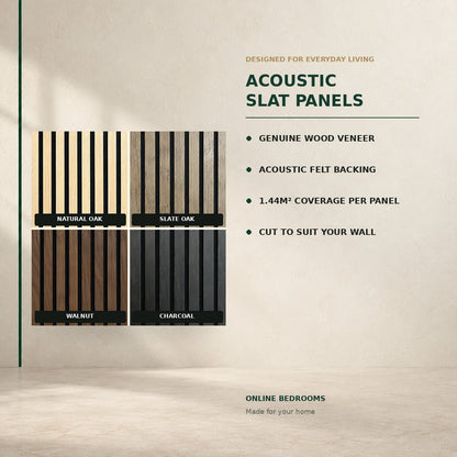 Media Wall Slat Panels With Acoustic Felt Backing - 2400mm x 600mm x 15mm 2 - Online Bedrooms