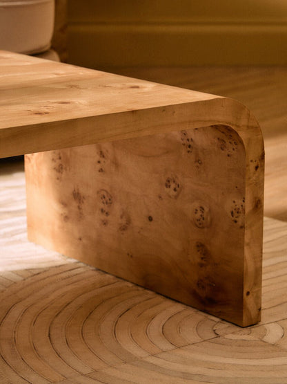 Mota Natural Burl Wood Curved Coffee Table 7 - Online Bedrooms