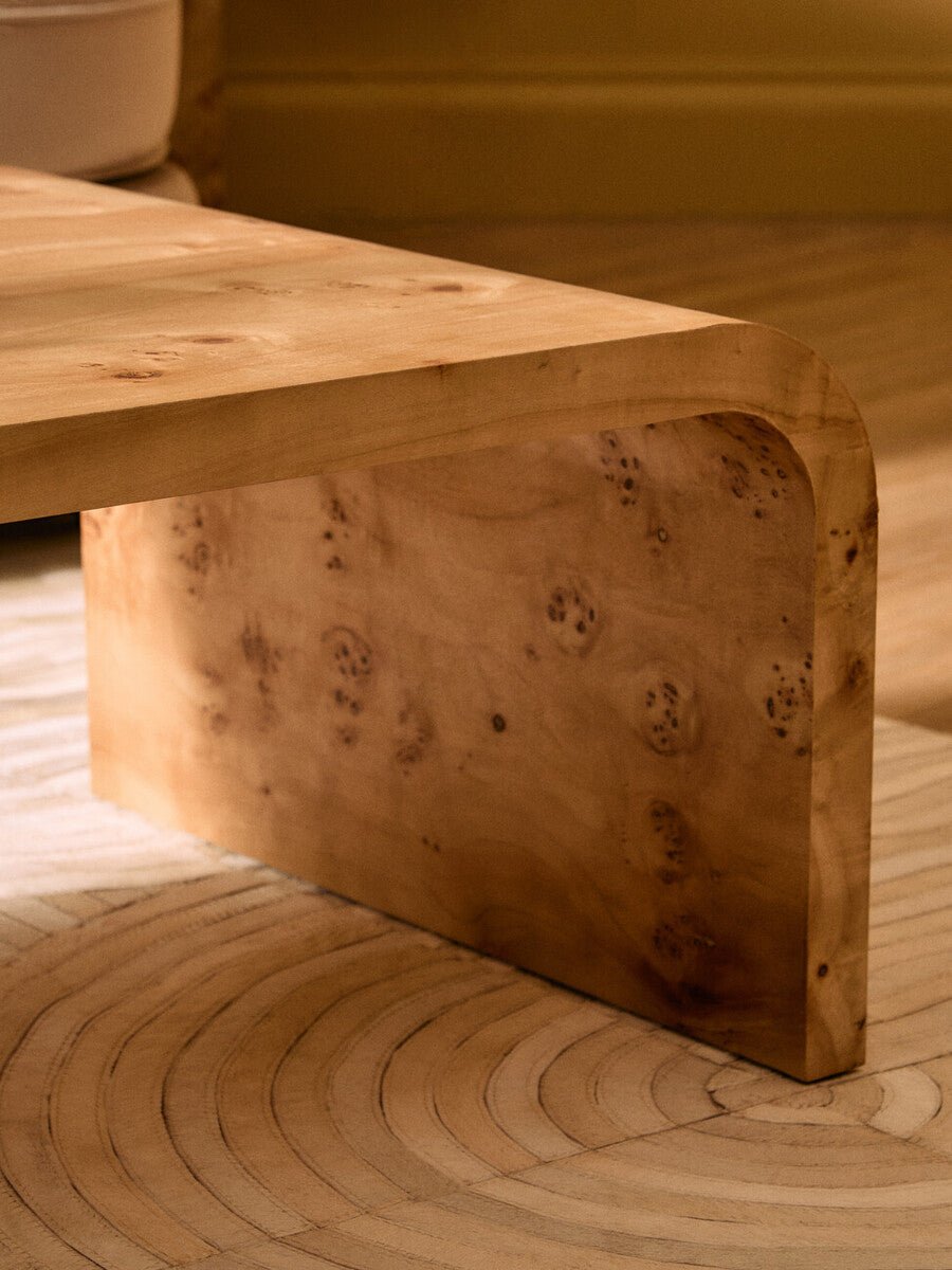 Mota Natural Burl Wood Curved Coffee Table 7 - Online Bedrooms