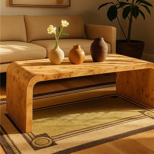 Mota Natural Burl Wood Curved Coffee Table 3 - Online Bedrooms