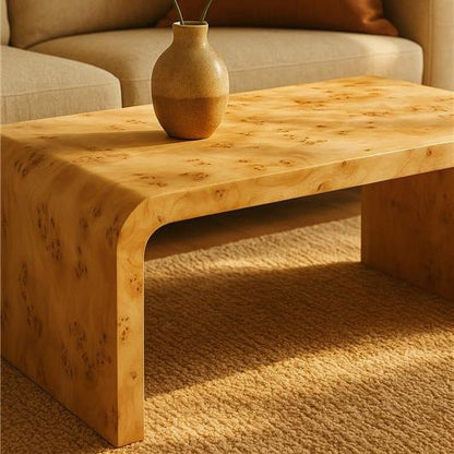 Mota Natural Burl Wood Curved Coffee Table 5 - Online Bedrooms
