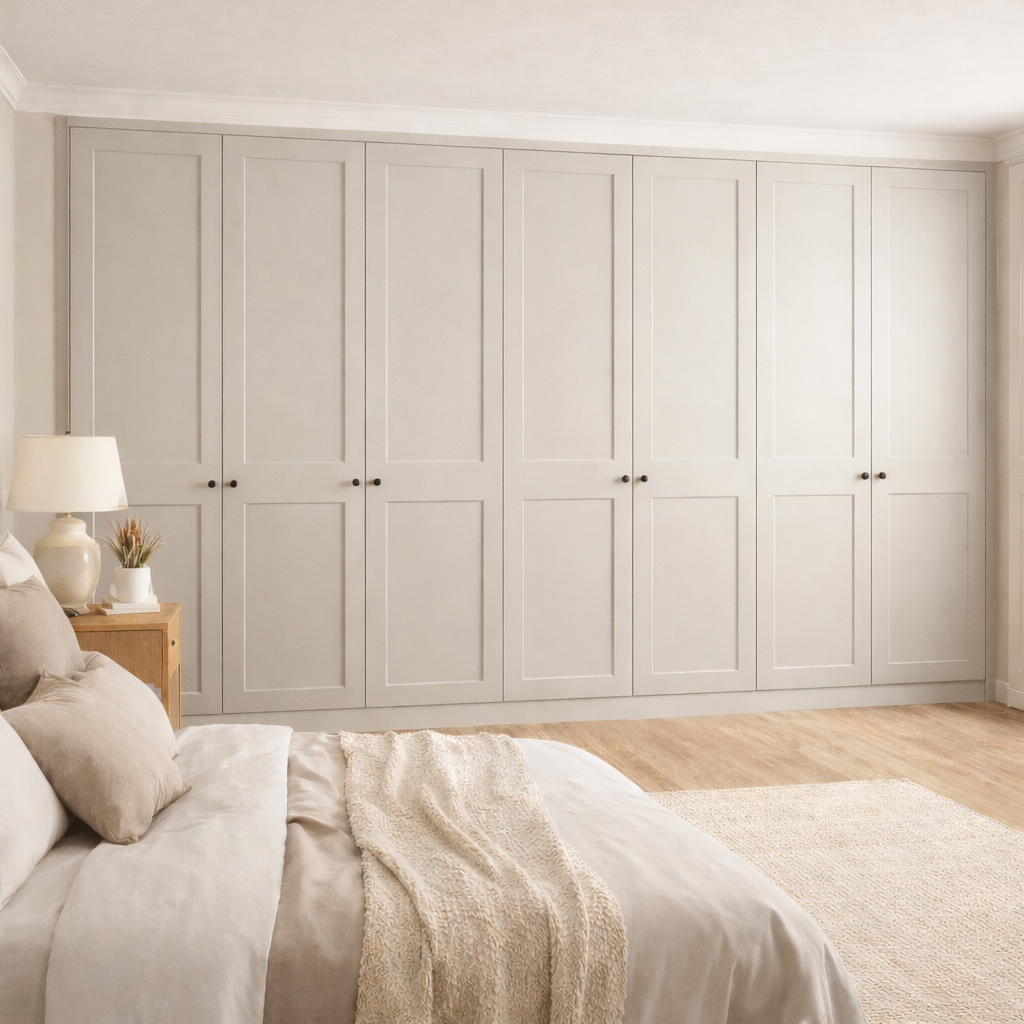 7 Door 2 Panel Shaker Front Frame Fitted Wardrobe - Widths Available 3801 - 4400mm