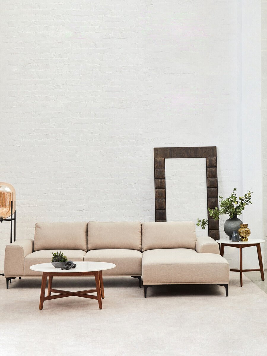 Myan Natural Acacia Wood and White Marble Round Coffee Table 7 - Online Bedrooms