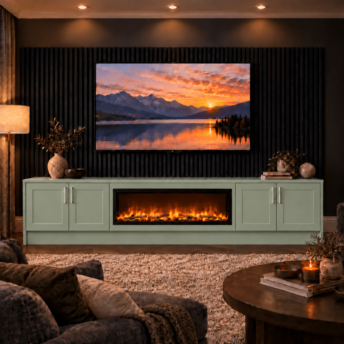 Ollerton Shaker Fireplace Media Wall Unit - 40" Fire 12 - Online Bedrooms