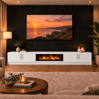 Ollerton Shaker Fireplace Media Wall Unit - Large 60" Fire 17 - Online Bedrooms
